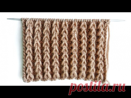 Очень объёмная резинка спицами для шапок, снудов, горловины