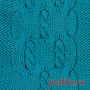 Узор № 5 - узорная полоска с косой. Схему вязания и условные обозначения вы сможете увидеть на сайте.