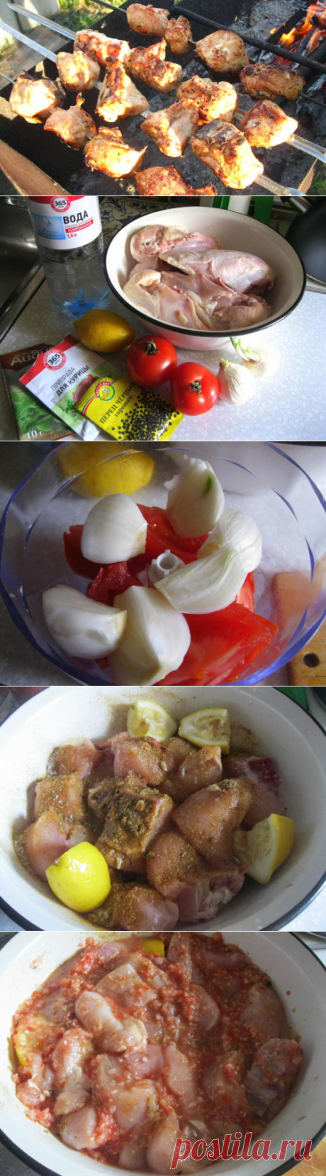 Шашлык из куриных грудок в овощном маринаде