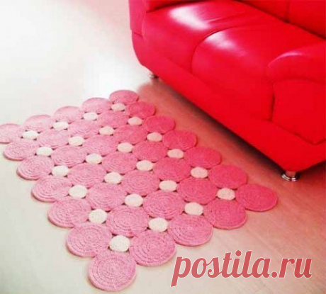 Вяжем коврики из красивых круглых мотивов