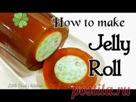 "果冻卷"第一集~"椰糖煎蕊红豆燕菜"  ❤How to make Jelly Roll❤Agar Agar Cendol
