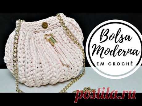 BOLSA MODERNA EM CROCHÊ COM FIO DE MALHA/DIANE GONÇALVES