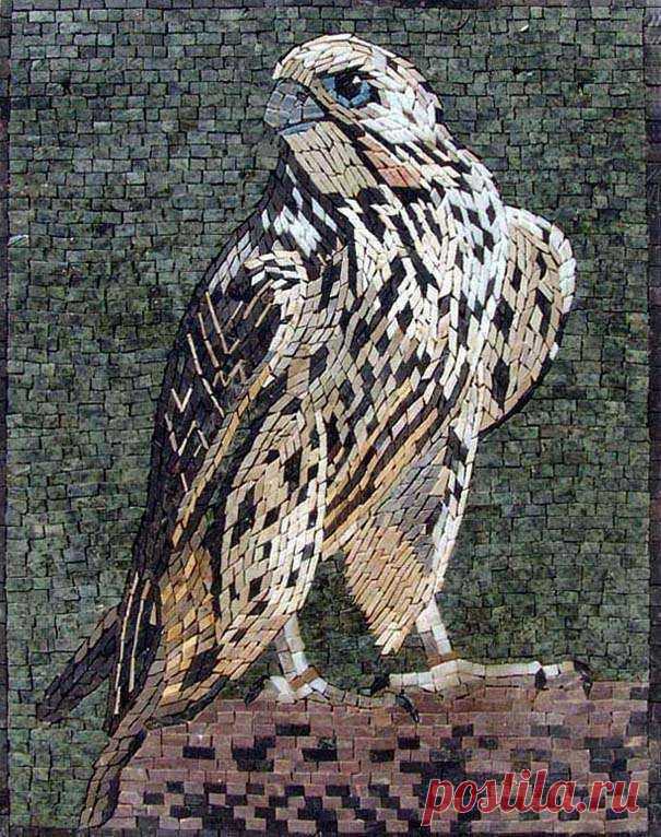 Mosaic Patterns - Royal Falcon The majestic Falcon is portrayed in this mosaic mural created by one of our artists to depict the beauty and greatness of this bird. Add this to your indoor or outdoor space and impress your guests for years to come! Mosaic Uses: Floors Walls or Tabletops both Indoor or Outdoor as well as wet places such as showers and Pools.
