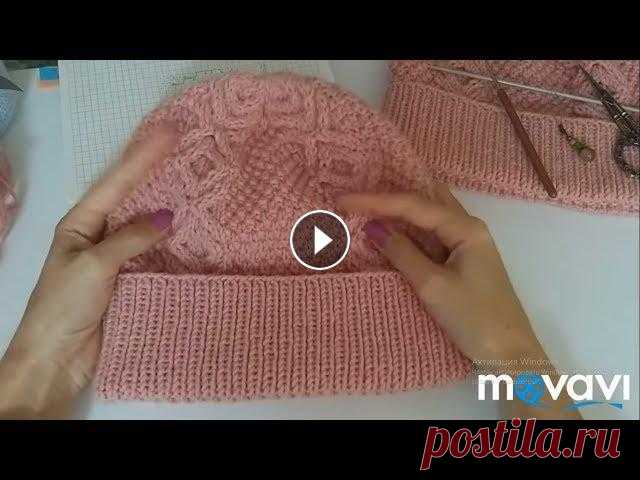 Мк. Шапка спицами с косами и рисом. Из 1 го мотка ALIZE lanagold Classic. Мк. Шапка спицами с косами и рисом. Из 1 го мотка ALIZE lanagold Classic....