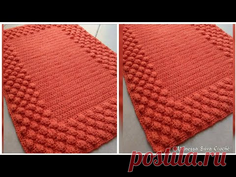 Tapete de Crochê Barrado de Ponto Pipoca/ Tutorial Passo a Passo