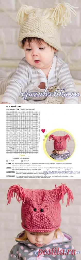 Детская шапочка «Сова» спицами