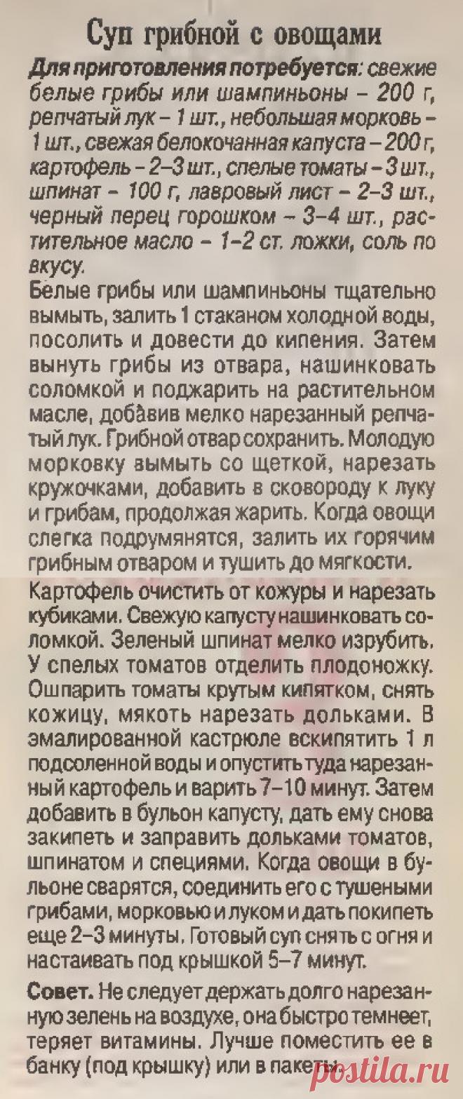 Суп грибной с овощами