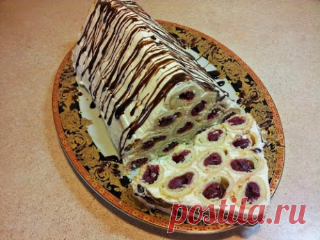 Монастырская изба. Торт с вишней. cake with cherries