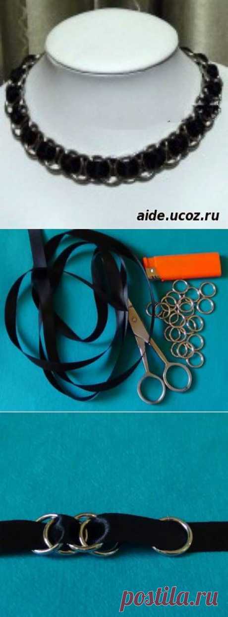 Колье из атласной ленты и колечек, - Украшения из лент - Ленты - Каталог файлов - Хобби.