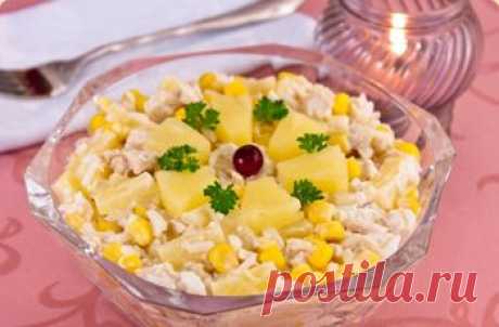 Салат с куриным филе, рисом и ананасами. - праздничные рецепты с фото на e-salat.ru