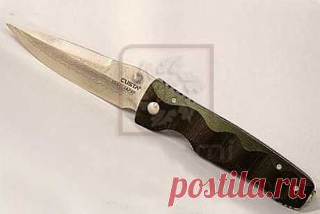 Нож складной MC-0121D Mcusta с обкладкой из 32-слойного дамаска