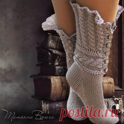 Купить Сказание. Носки вязаные, шерстяные носки, домашняя обувь. - бежевый, носки вязаные