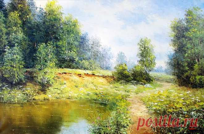 Край березовый, необъятный... Художник Синев Евгений.