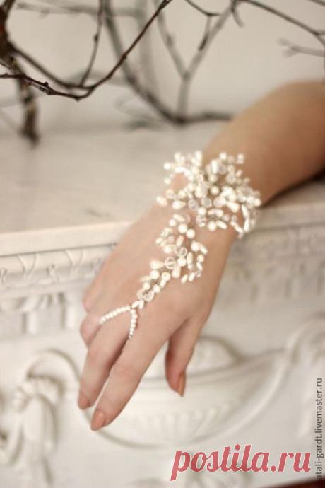 Купить Браслет для невесты. Свадебный браслет - белый, браслет, Браслет ручной работы, браслет на руку
