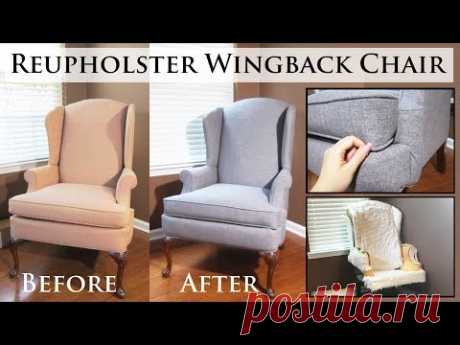 (424) DIY Home Decor: Reupholster Wingback Chair - YouTube