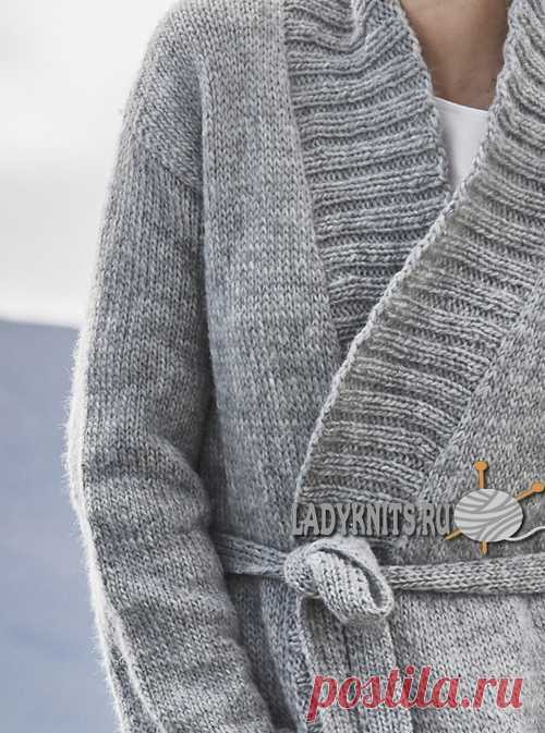 Вязаный спицами длинный женский кардиган от Novita
