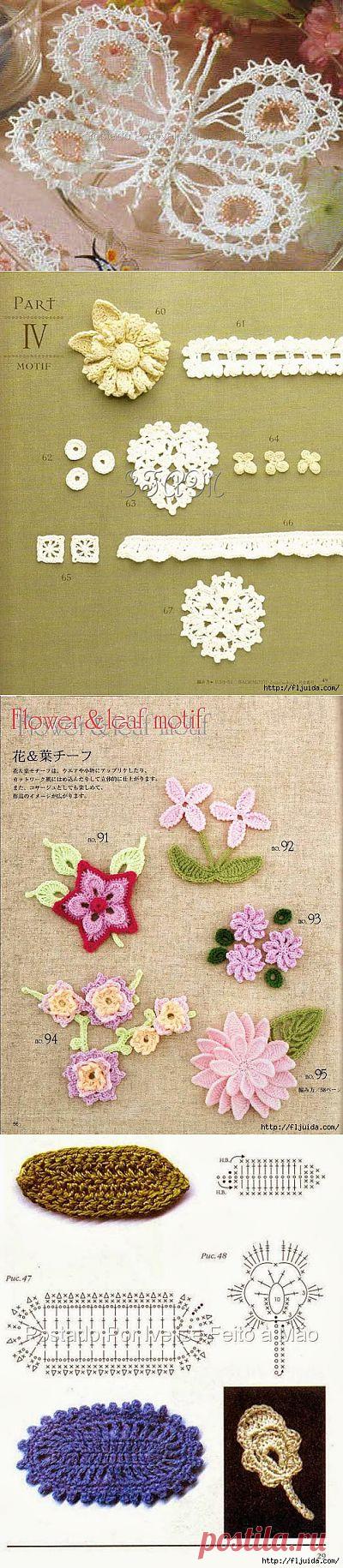 Красивые ажурные аппликации крючком..