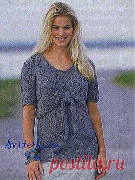Вязаный ажурный топ и вязаное спицами болеро