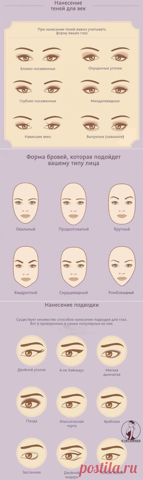 Классная шпаргалка по макияжу. Берем себе на заметку.