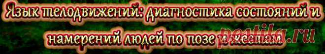 Язык телодвижений:диагностика состояний и намерений людей по позе и жестам