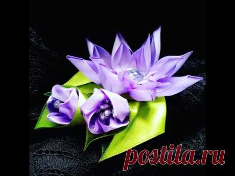 Цветы Канзаши Лотос / Кувшинка Канзаши /kanzashi lotus flower