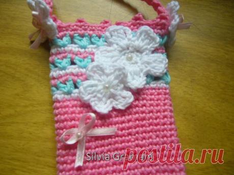 Связать крючком чехол для мобильника. Для начинающих вязать крючком.