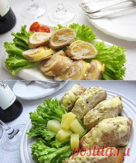 Как приготовить рулетики из свинины с ананасами и сыром - рецепт, ингридиенты и фотографии