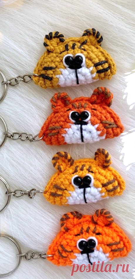 PDF Брелок &quot;Тигровая долька&quot; крючком. FREE crochet pattern; Аmigurumi animal patterns. Амигуруми схемы и описания на русском. Вязаные игрушки и поделки своими руками #amimore - тигр, маленький тигрёнок, котик, кот, кошечка, кошка, котенок.