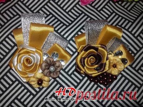 DIY - cara membaut bros pita satin || Satin Ribbon Flower || How To Make Satin Ribbon || Kanzashi