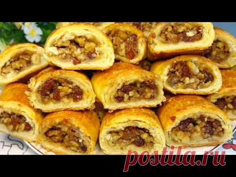 Вкуснее чем Пахлава!Ореховый рулет который тает во рту!Простой рецепт печенья с Начинкой к чаю!