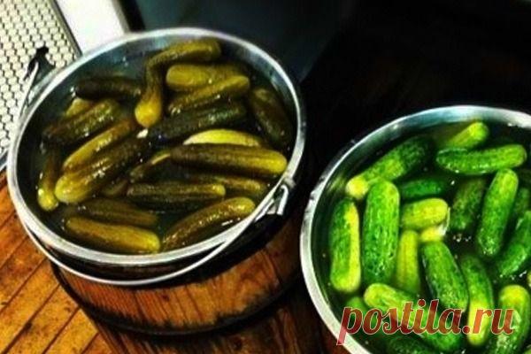 Огурцы солёные в кадке