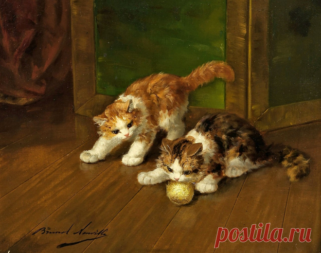 Альфред-Артур Брюнель де Нёвиль (Alfred Arthur Brunel de Neuville), 1851-1941. Франция - Котята