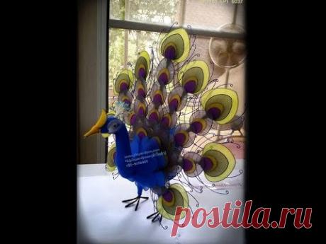 How to make stocking flower,nylon flower (peacock) by Fb:ployandpoom( ผ้าใยบัว)