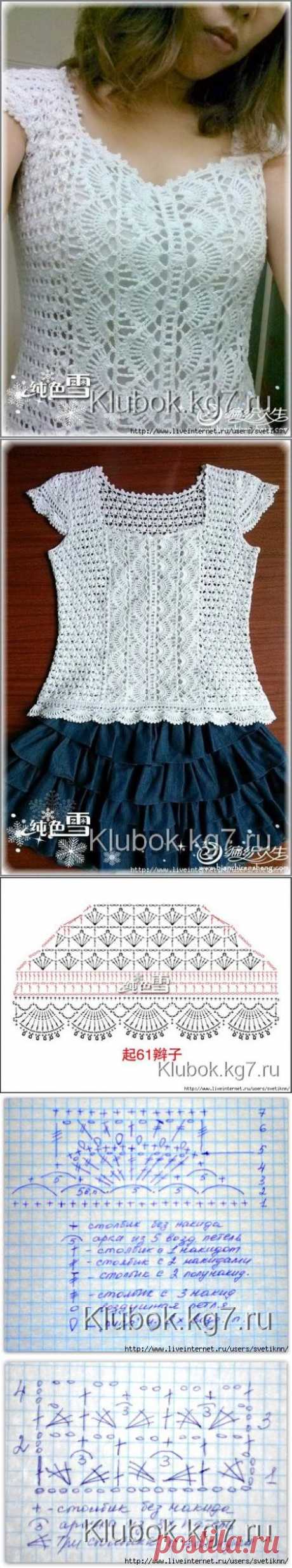 Летний топ крючком. Фото с МК | Клубок