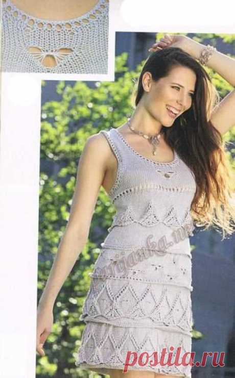 Ажурное летнее платье. Спицы.