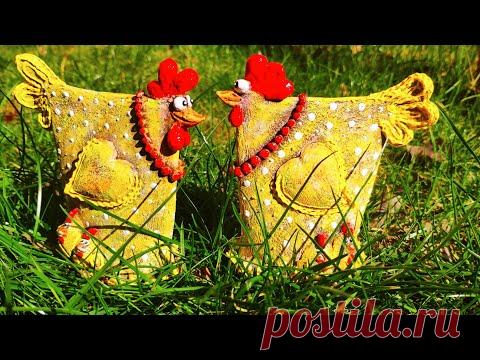 Декоративные курицы "под керамику" из папье-маше (paperclay) - YouTube