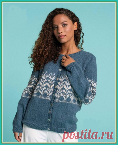 Жакет спицами с жаккардовым узором