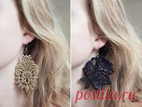 Серьги из кружева — Сделай сам, идеи для творчества - DIY Ideas