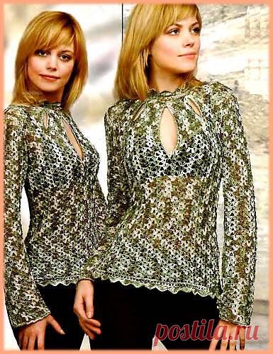 Вязаная кофточка с вырезами - "капельками". Схема вязания крючком. - Схемы вязания кофты - Схемы для вязания - Уроки вязания крючком - Вязание крючком, мотивы, схемы для вязания крючком