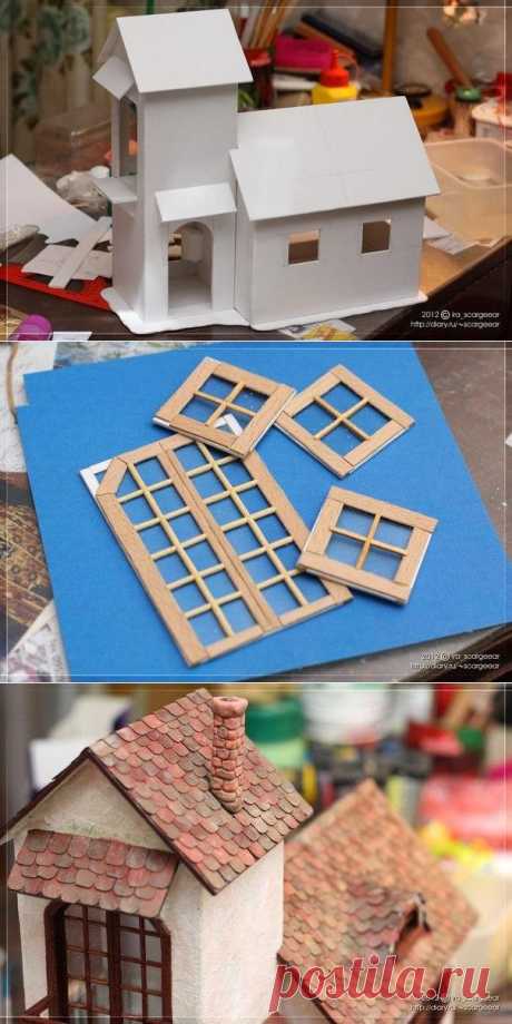 Очаровательный домик из картона. Мастер-класс.