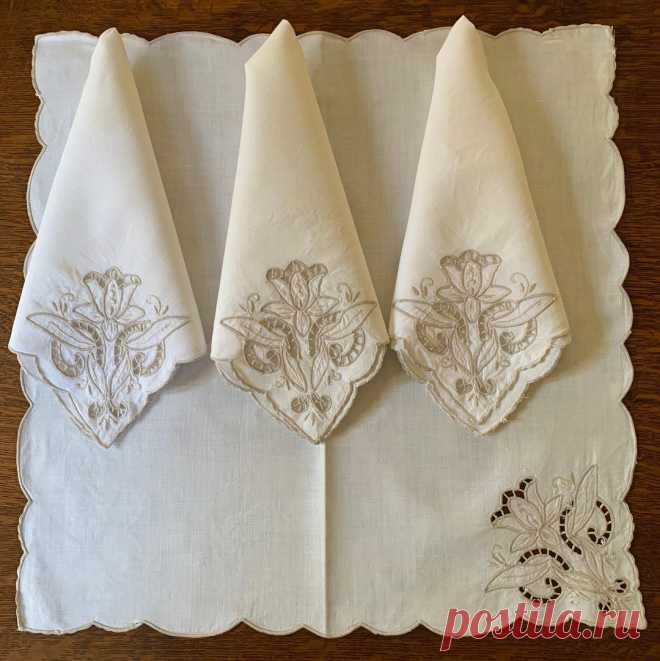 4 Vintage Linen Napkins  Lily Flower With Cutwork - Etsy This Table Napkins item is sold by GlendaleGardens. Ships from Saint Louis, MO. Listed on Mar 5, 2023