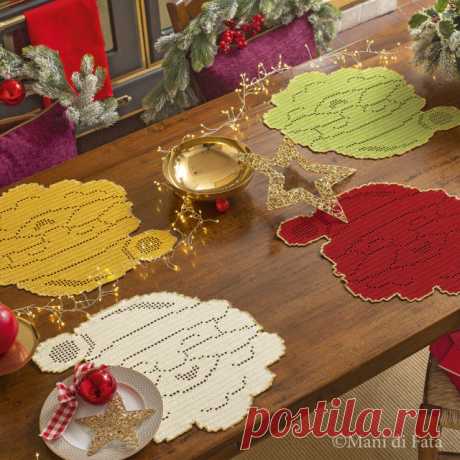 Scheme to realize the crochet filet Santa-Klaus-shaped coaster