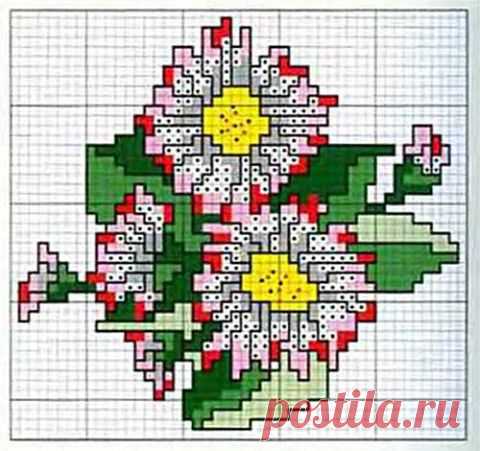 Схемы вышивки крестом тюльпанов, ромашек и ландышей | Искусница