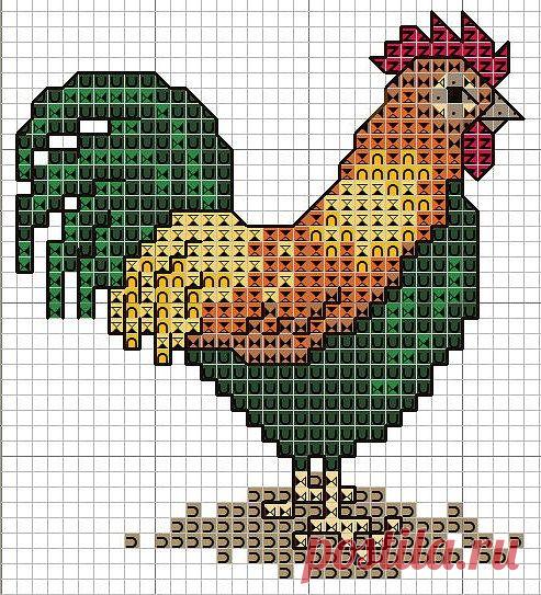 (637) Rooster cross stitch | point de croix "oiseaux"