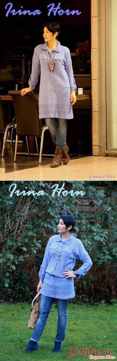 Платье-рубашка крючком от Ирины Хорн.