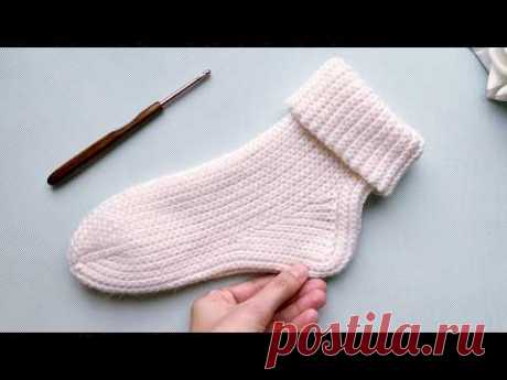 💥🧦 Самые идеальные и простые носки крючком с анатомической пяткой!!! Крючком как спицами