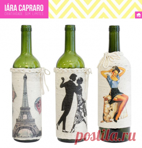 Garrafas decoradas com Barbante | IÁRA CAPRARO