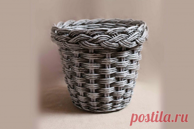 Плетёное кашпо с объёмной загибкой – мастер класс – HandMade39.ru