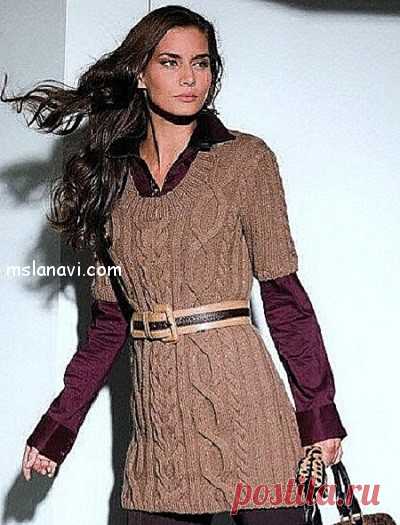 Стильная вязаная туника спицами | Вяжем с Лана Ви