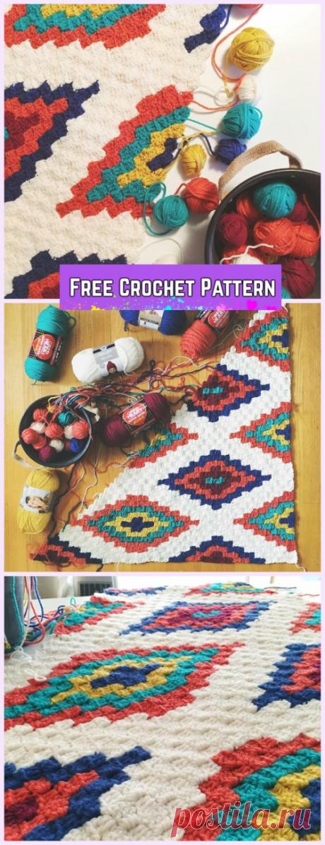 С2С крючком Graphghan Юго-Западный Стиль плед шаблон бесплатно